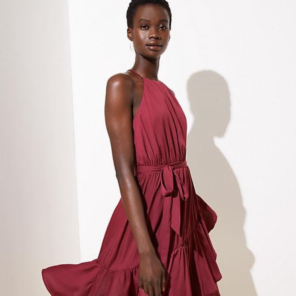NWT LOFT Halter Ruffle Dress - Size XL